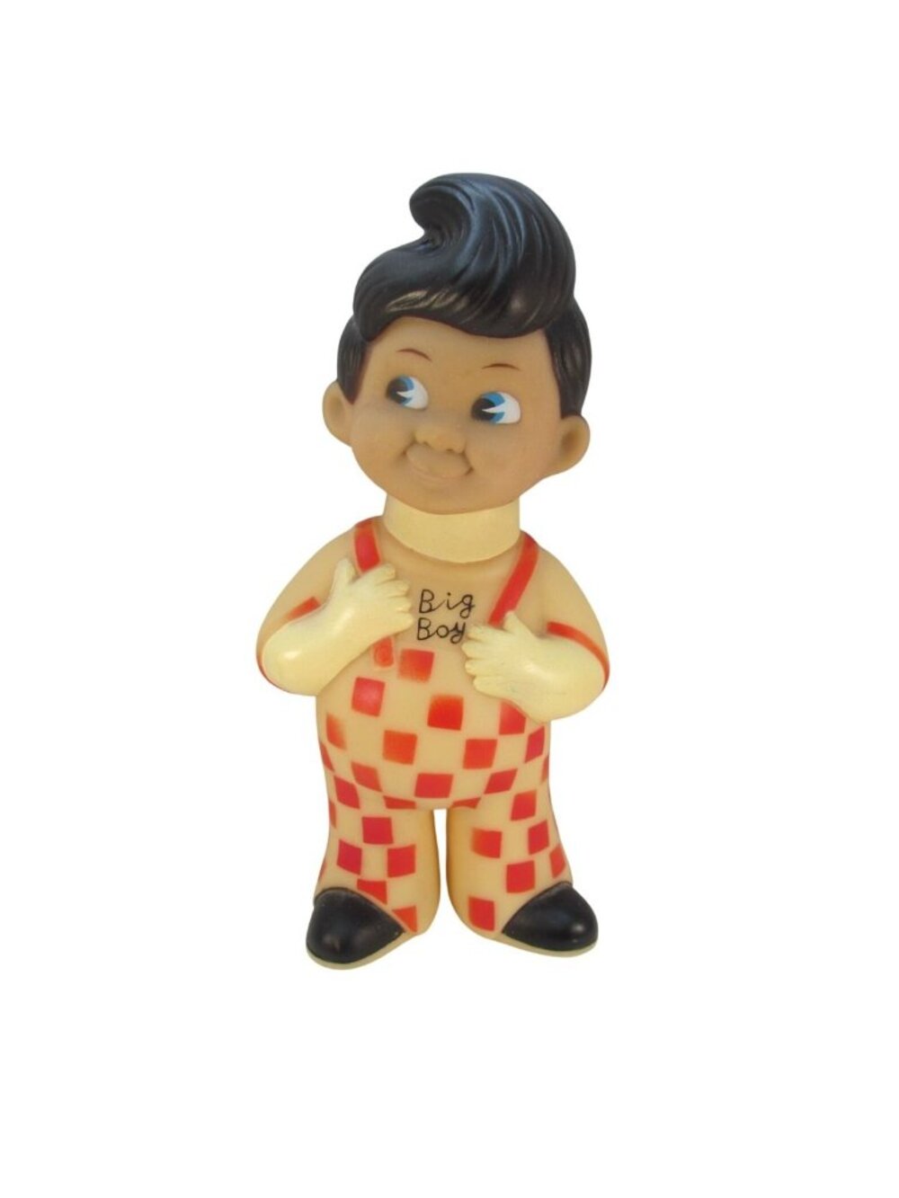 Vtg Big Boy Coin Bank Red Checkered Overalls Plastic Figurine 8.5" Deposit Only